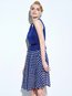 Expansion Round Neck Polka Dot Patchwork Cotton Blends Midi Dresses (Style V200544)