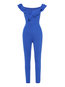 Maxi Skinny Plain Knitted Cascading Ruffle Jumpsuit (Style V200552)