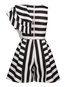 Mini Slim Striped Asymmetrical Jumpsuit (Style V200558)
