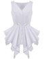V-neck Standard Slim Plain Asymmetrical Blouse (Style V200560)