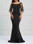 Bodycon Off The Shoulder Plain Backless Cellulose Acetate Fibre Bodycon Dresses (Style V200567)