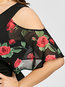 Bodycon V-neck Floral Patchwork Satin Knee Length Dresses (Style V200568)