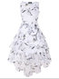 Asymmetrical Round Neck Floral Asymmetrical Maxi Dresses (Style V200574)