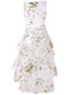 Asymmetrical Round Neck Floral Asymmetrical Maxi Dresses (Style V200574)