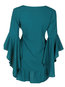 A-line V-neck Plain Patchwork Mini Dresses (Style V200581)