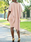 Bodycon Round Neck Plain Patchwork Knee Length Dresses (Style V200584)