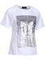 Round Neck Standard Loose Sequin T Shirt (Style V200588)