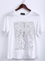Round Neck Standard Loose Sequin T Shirt (Style V200588)