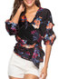 Standard Loose Floral Polyester Pattern Blouse (Style V200593)