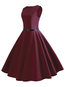 Expansion Round Neck Plain Zipper Knee Length Dresses (Style V200595)