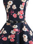 Trumpet Round Neck Floral Print Knee Length Dresses (Style V200599)