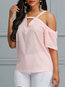 Standard Loose Plain Polyester Backless Blouse (Style V200605)