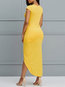 Asymmetrical V-neck Plain Asymmetrical Polyester Maxi Dresses (Style V200621)
