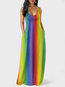 Western Expansion Spaghetti Strap Gradient Maxi Dresses (Style V200626)