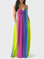 Western Expansion Spaghetti Strap Gradient Maxi Dresses (Style V200626)