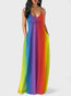 Western Expansion Spaghetti Strap Gradient Maxi Dresses (Style V200626)