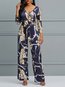 Maxi Western Color Block Milk Fiber Pattern Jumpsuit (Style V200629)