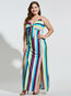Sexy Bodycon Spaghetti Strap Striped Satin Bodycon Dresses (Style V200631)