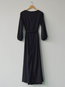 Vintage A-line Round Neck Plain Polyester Maxi Dresses (Style V200642)