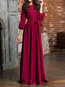 Vintage A-line Round Neck Plain Polyester Maxi Dresses (Style V200642)