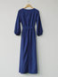 Vintage A-line Round Neck Plain Polyester Maxi Dresses (Style V200642)