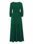 Vintage A-line Round Neck Plain Polyester Maxi Dresses (Style V200642)