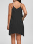 Western A-line Spaghetti Strap Plain Asymmetrical Mini Dresses (Style V200648)