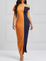 Sexy Bodycon Asymmetric Color Block Satin Bodycon Dresses (Style V200650)