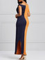 Sexy Bodycon Asymmetric Color Block Satin Bodycon Dresses (Style V200650)