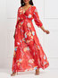 Expansion V-neck Floral Print Maxi Dresses (Style V200653)