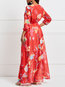 Expansion V-neck Floral Print Maxi Dresses (Style V200653)