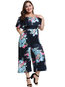 Ankle Length Loose Casual Floral Backless Jumpsuit (Style V200674)