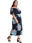 Ankle Length Loose Casual Floral Backless Jumpsuit (Style V200674)