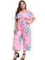 Ankle Length Loose Casual Floral Backless Jumpsuit (Style V200674)
