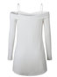 Off The Shoulder Loose Plain Polyester Backless Sweater (Style V200677)