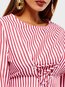 Round Neck Standard Striped Polyester Strappy Blouse (Style V200687)