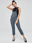 Mid-Calf Loose Casual Plain Suspenders Jumpsuit (Style V200691)