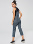 Mid-Calf Loose Casual Plain Suspenders Jumpsuit (Style V200691)