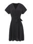 Vintage A-line V-neck Plain Strappy Mini Dresses (Style V200694)