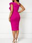 Sexy Bodycon V-neck Plain Asymmetrical Knee Length Dresses (Style V200700)