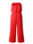 Loose Western Plain Polyester Backless Jumpsuit (Style V200704)
