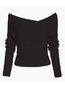 Off The Shoulder Loose Western Acrylic Backless Sweater (Style V200706)