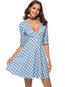 Date Night A-line V-neck Polka Dot Print Mini Dresses (Style V200713)