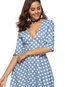 Date Night A-line V-neck Polka Dot Print Mini Dresses (Style V200713)