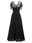 Vintage A-line V-neck Patchwork Maxi Dresses (Style V200720)