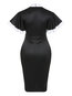 Ladylike Pencil Bow Collar Patchwork Polyester Work Dresses (Style V200721)
