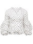 V-neck Short Sweet Polka Dot Wavy Edge Blouse (Style V200730)
