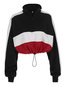 Short Loose Casual Color Block Cotton Hoodie (Style V200739)