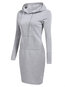 Casual Bodycon Hooded Plain Pockets Casual Dresses (Style V200740)