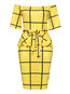 Work Sheath Plaid Print Knee Length Dresses (Style V200766)